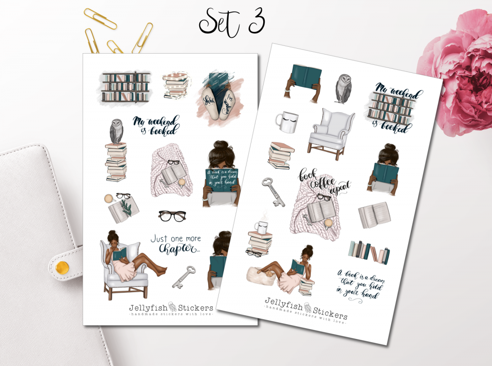 Mädchen Bücher Sticker Set